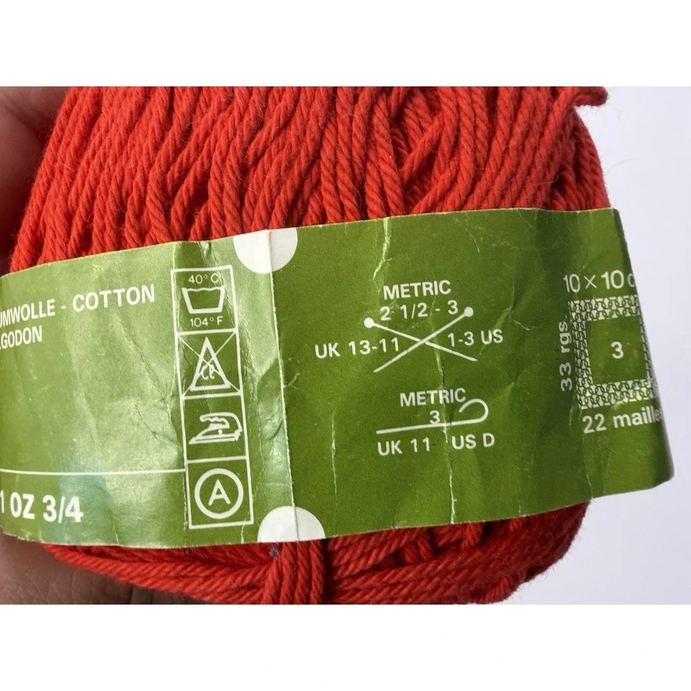 Phildar Detente Yarn France 100% Cotton 50 grams Each Red